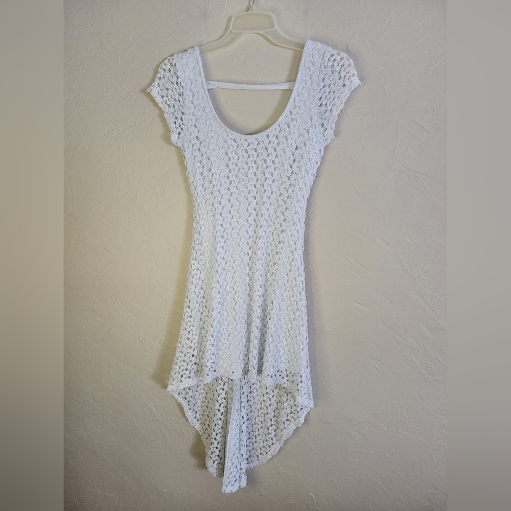 Sans Souci scoop neck lace overlay hi low dress sz S